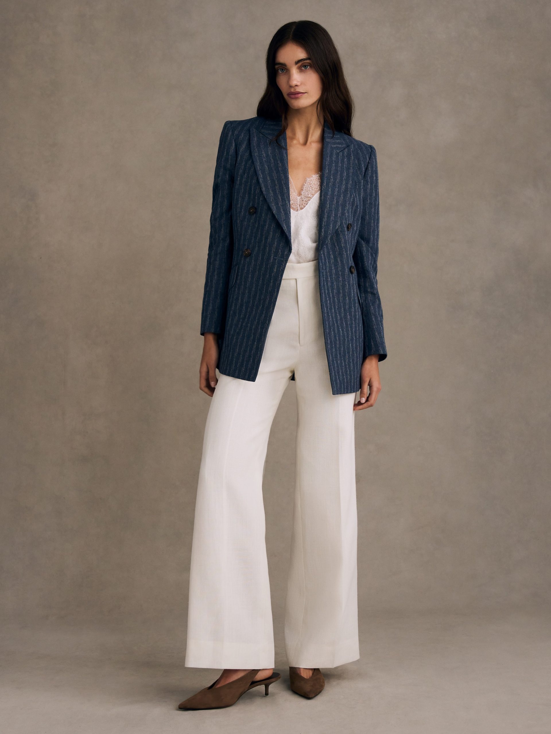 Double Breasted Jacket in Boucle Denim Wool - Image 2