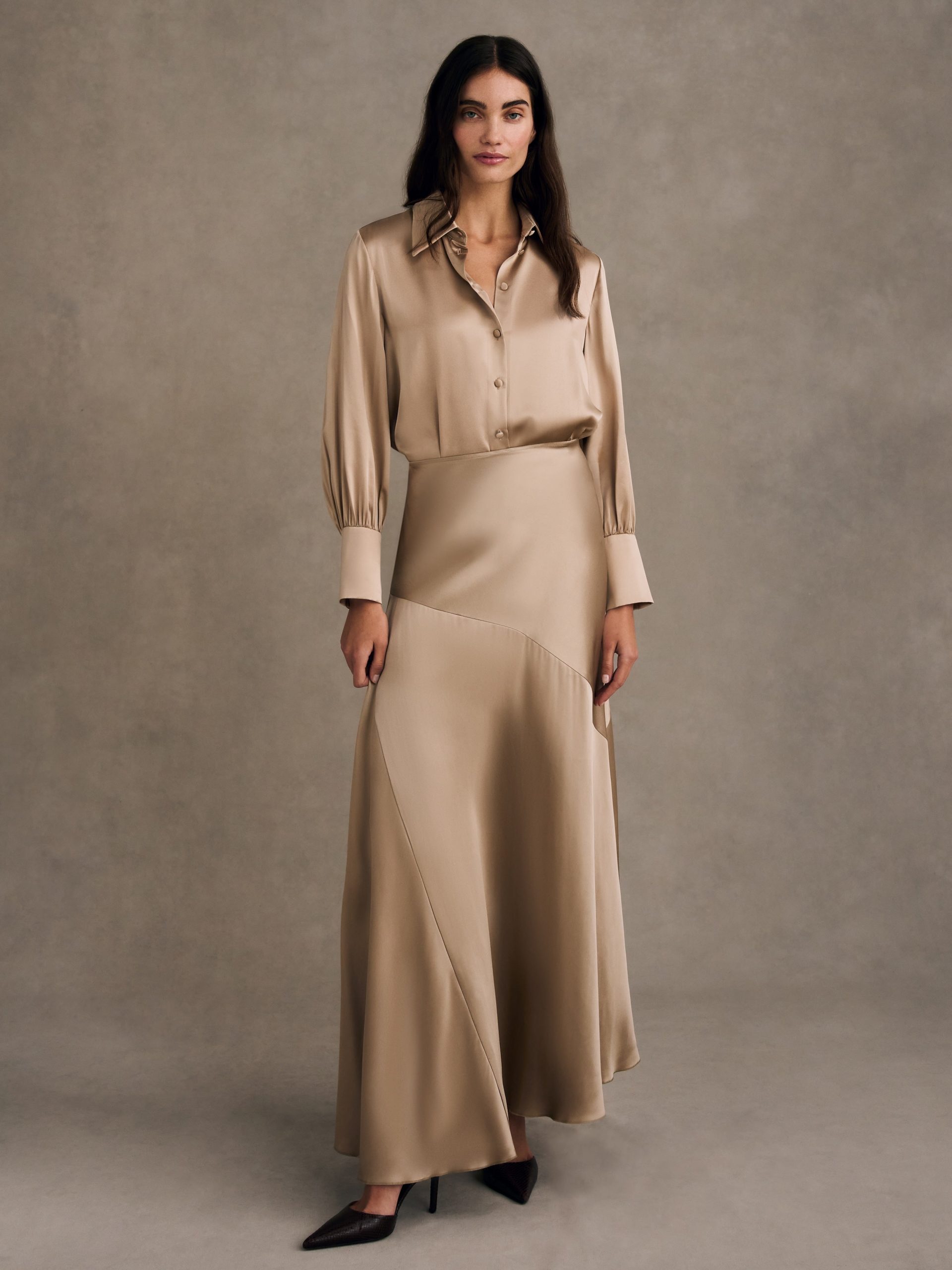 Asymmetrical Maxi Skirt in Silk - Image 2