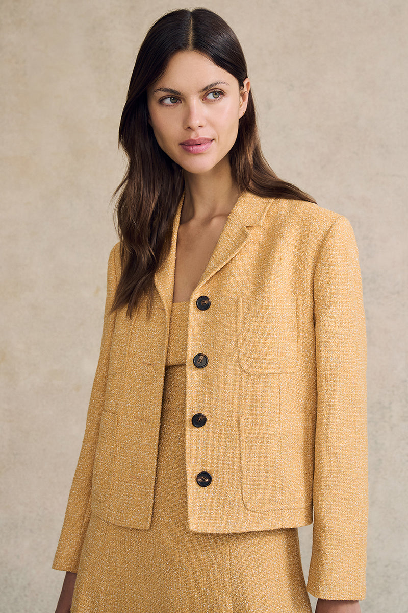 Cropped Jacket with Four Buttons in Boucle - Image 4