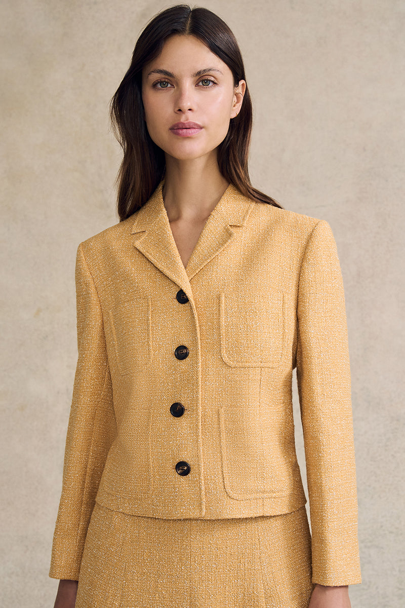 Cropped Jacket with Four Buttons in Boucle - Image 5
