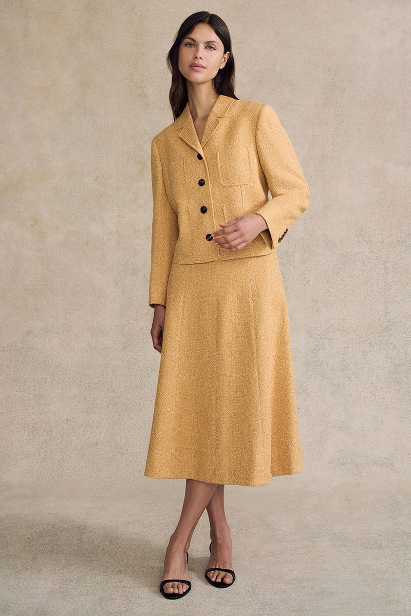 Cropped Jacket with Four Buttons in Boucle - Image 3