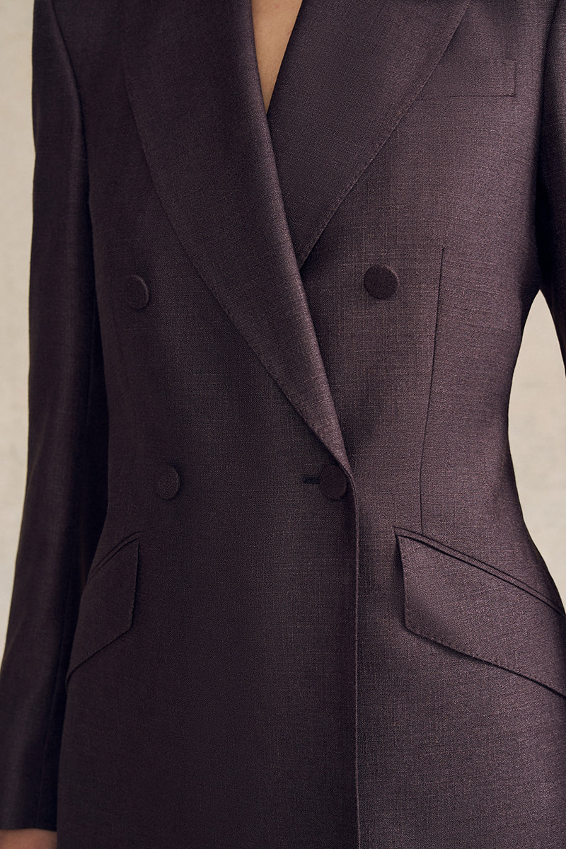 Double Breasted Jacket in Silk Wool - Image 3