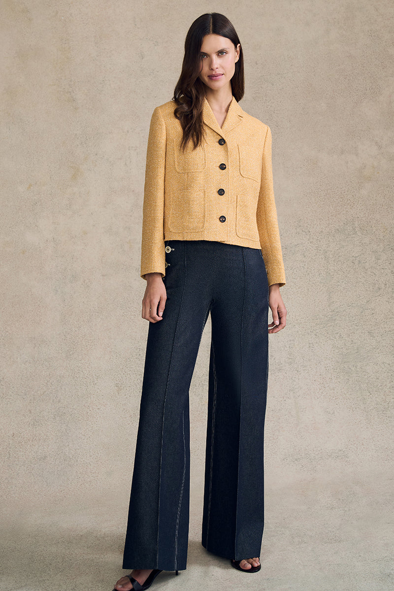 Cropped Jacket with Four Buttons in Boucle - Image 2