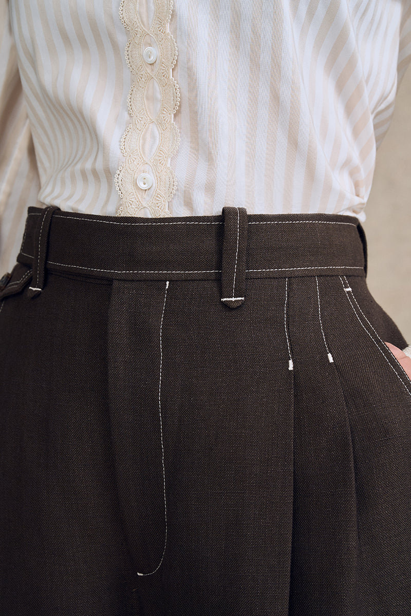 Wide Leg Trouser in Linen - Image 3