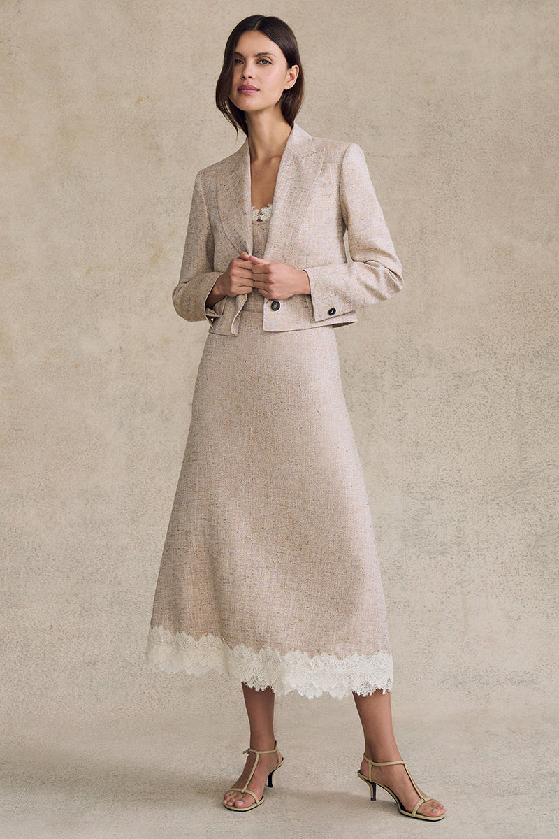 Cropped Single Breasted Jacket in Wool Silk - Image 2