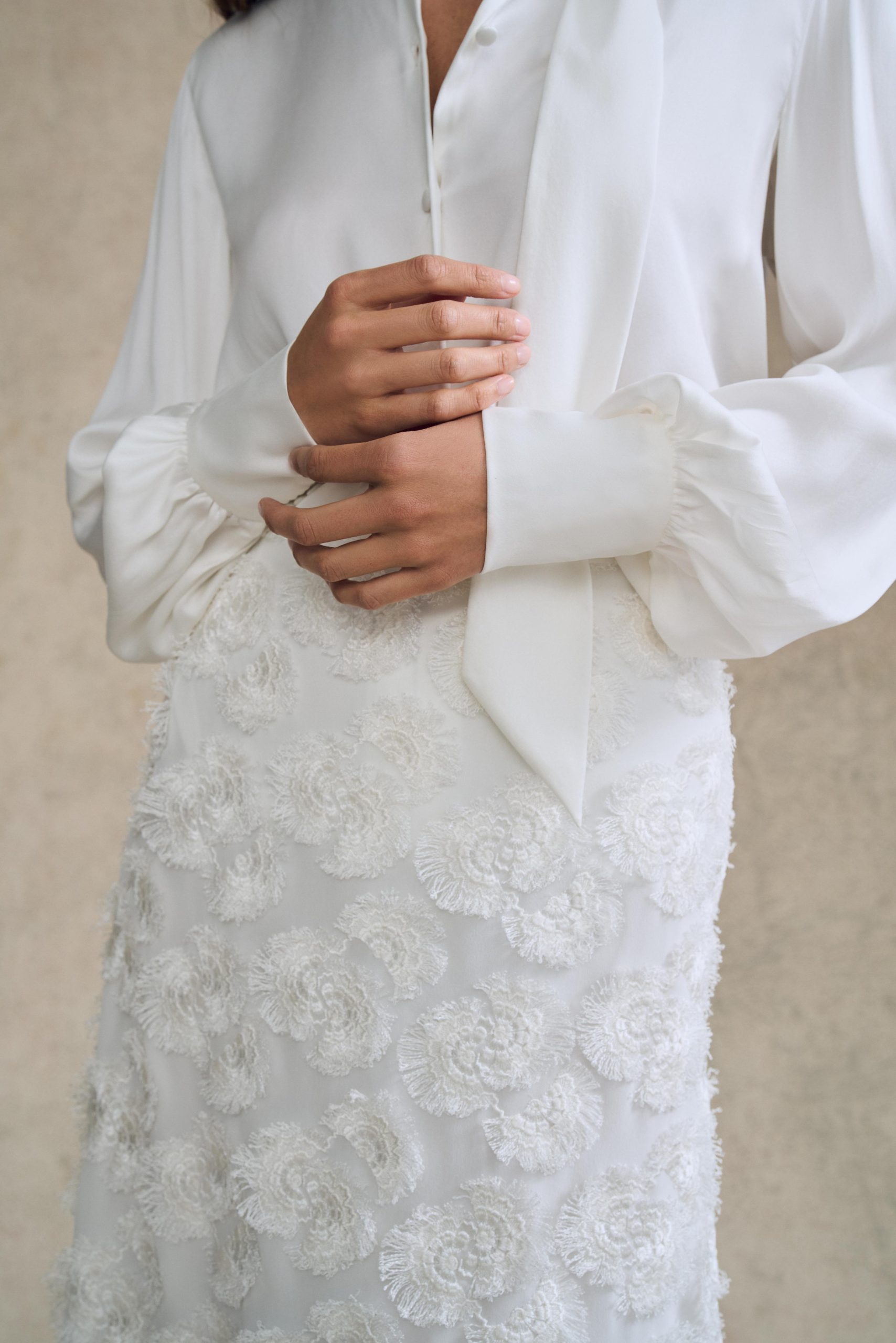 Midi Skirt with Embroidery in Silk - Image 3