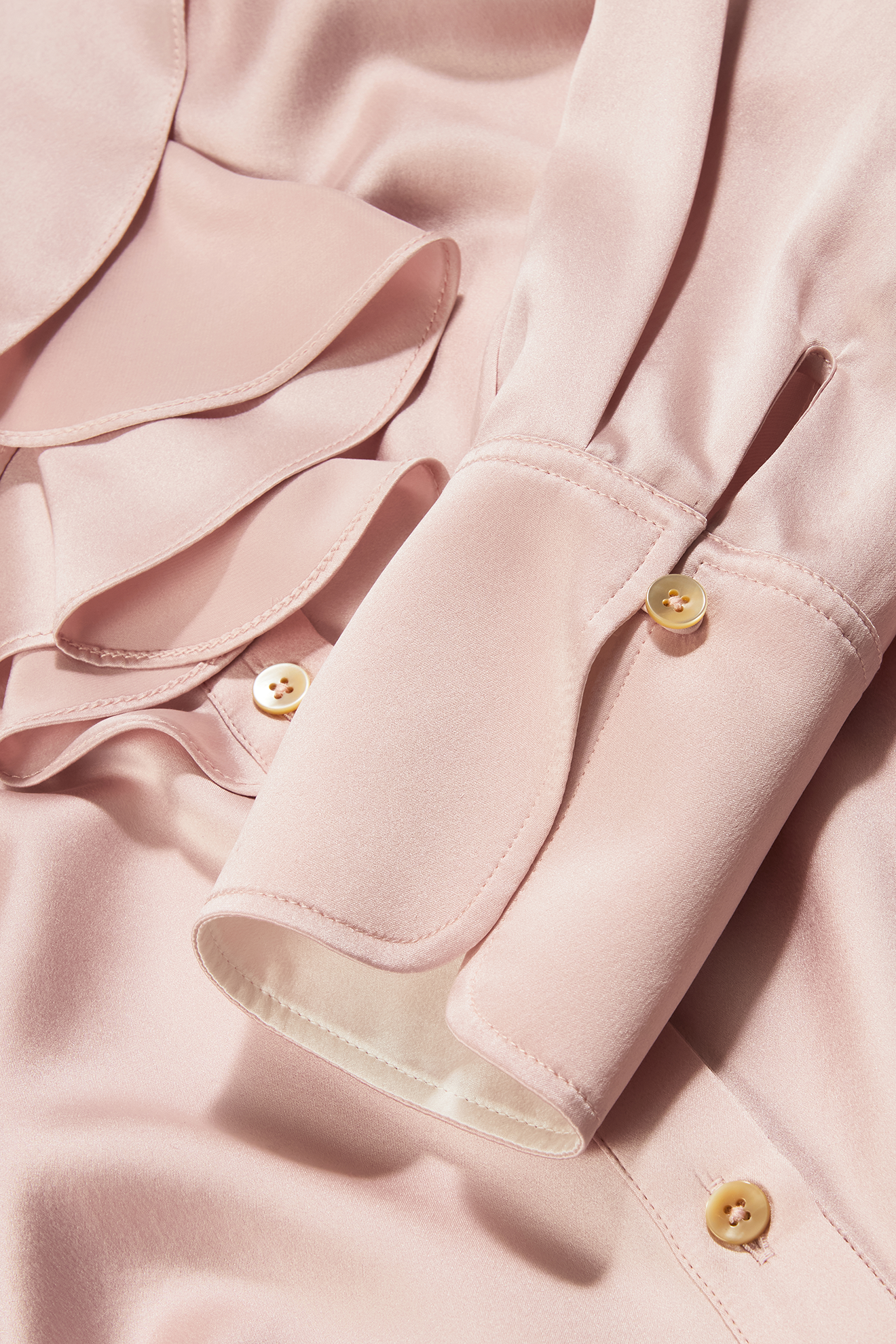 Cascade Ruffle Blouse in Sandwashed Silk Satin - Image 4