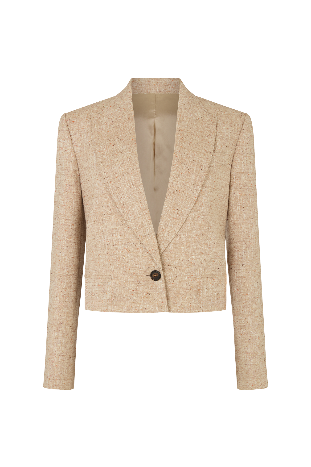 Cropped Single Breasted Jacket in Wool Silk