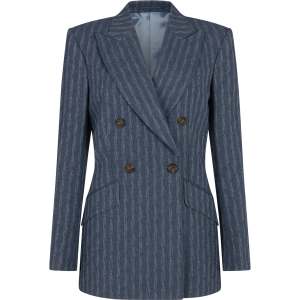 Double Breasted Jacket in Boucle Denim Wool