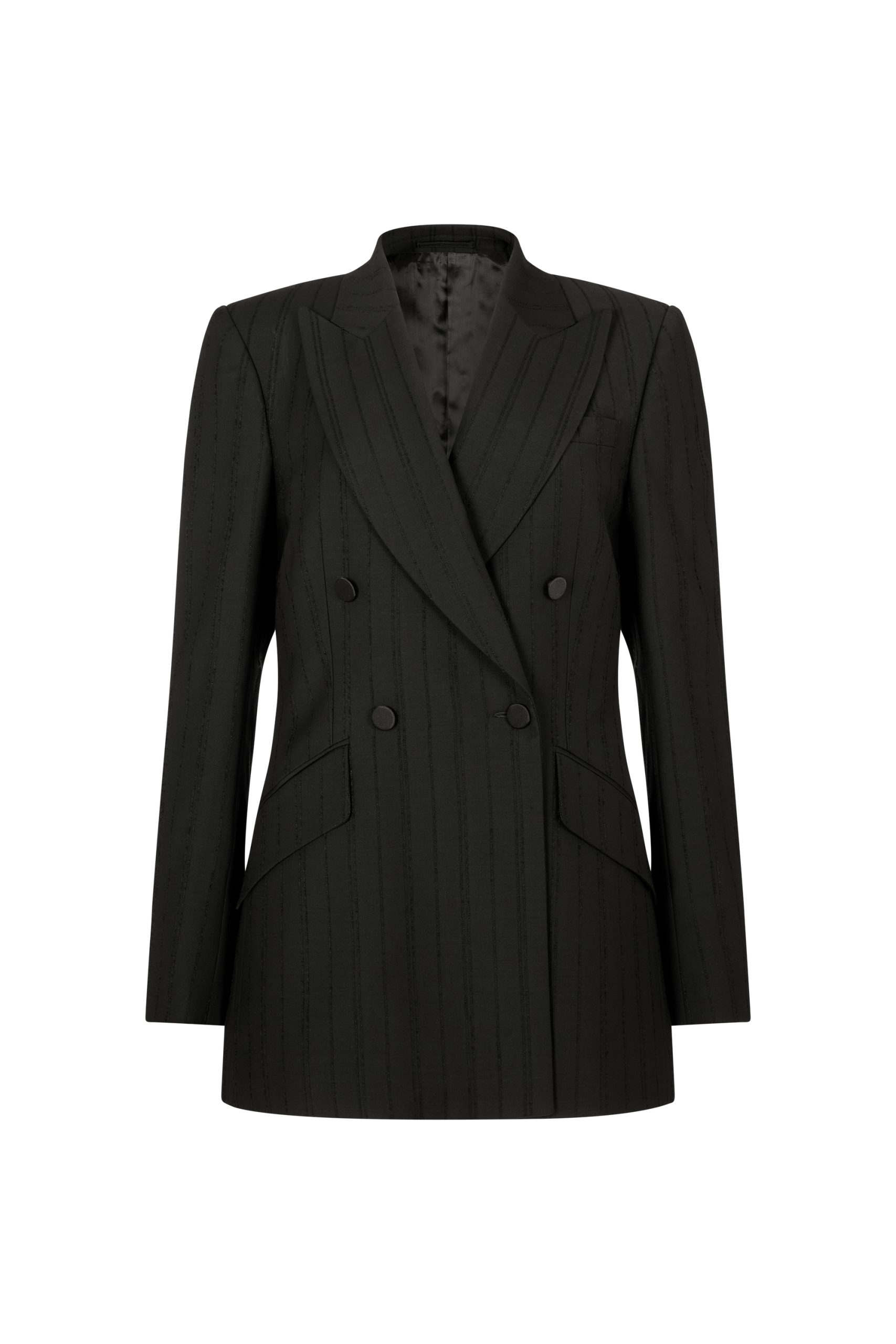 Double Breasted Jacket in Tonal Wool Stripe