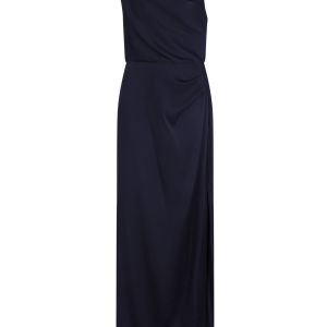 Asymmetrical Draped Gown in Crepe Backed Satin