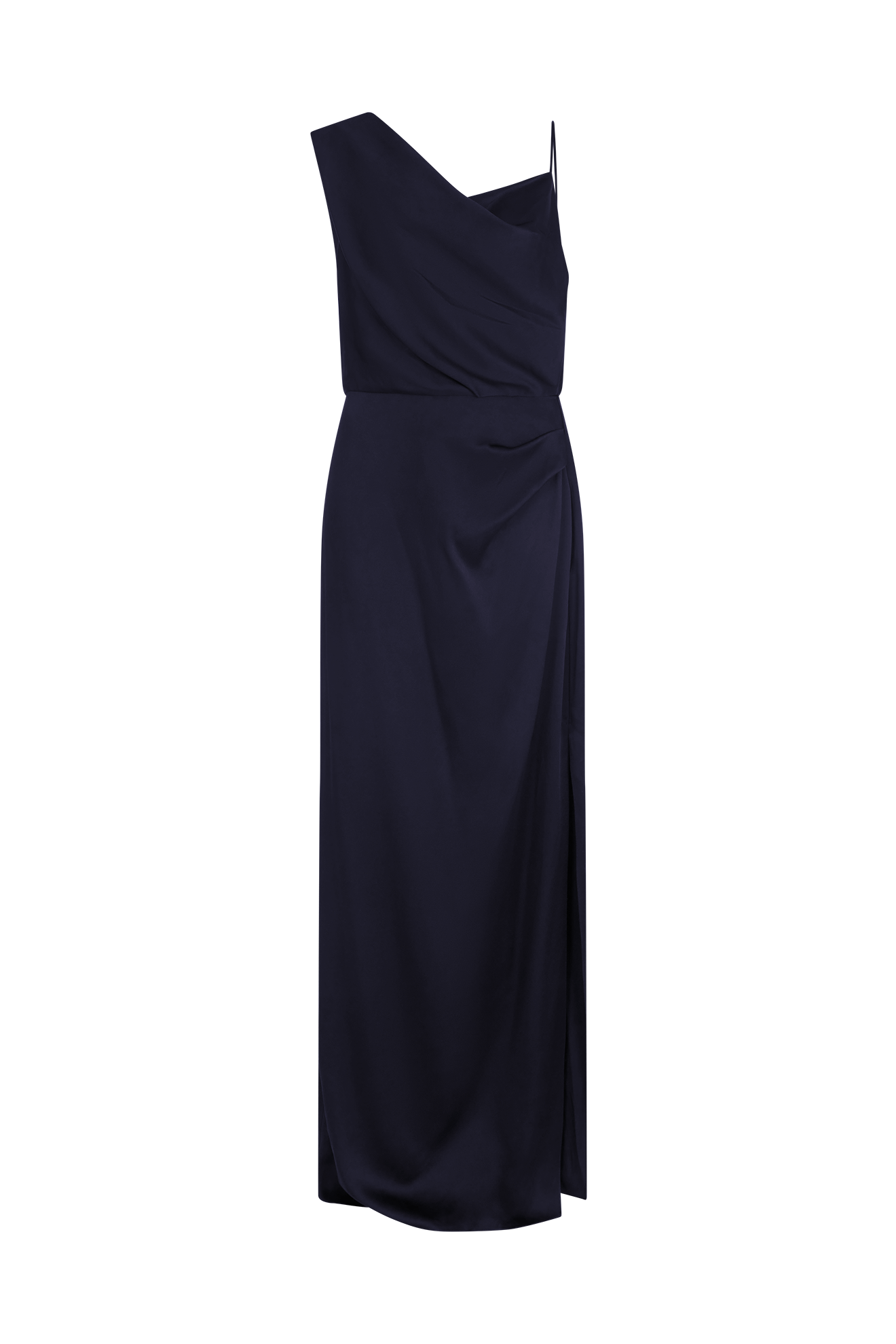 Asymmetrical Draped Gown in Crepe Backed Satin