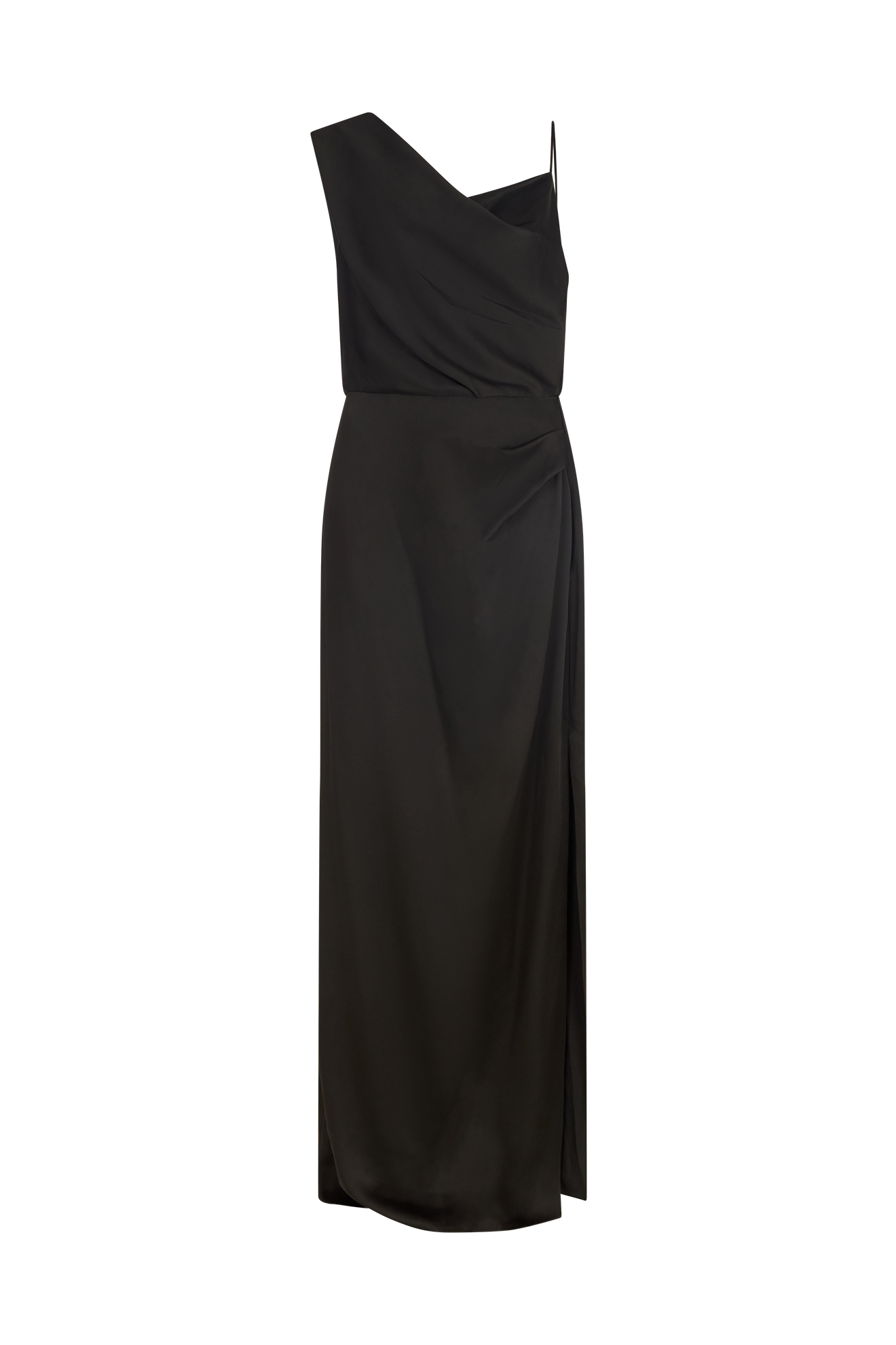 Asymmetrical Draped Gown in Crepe Backed Satin