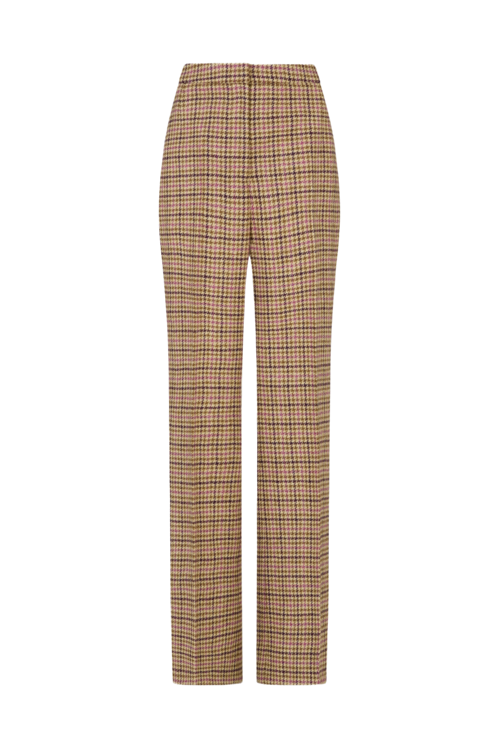 Straight Leg Trouser in Pink & Brown Houndstooth