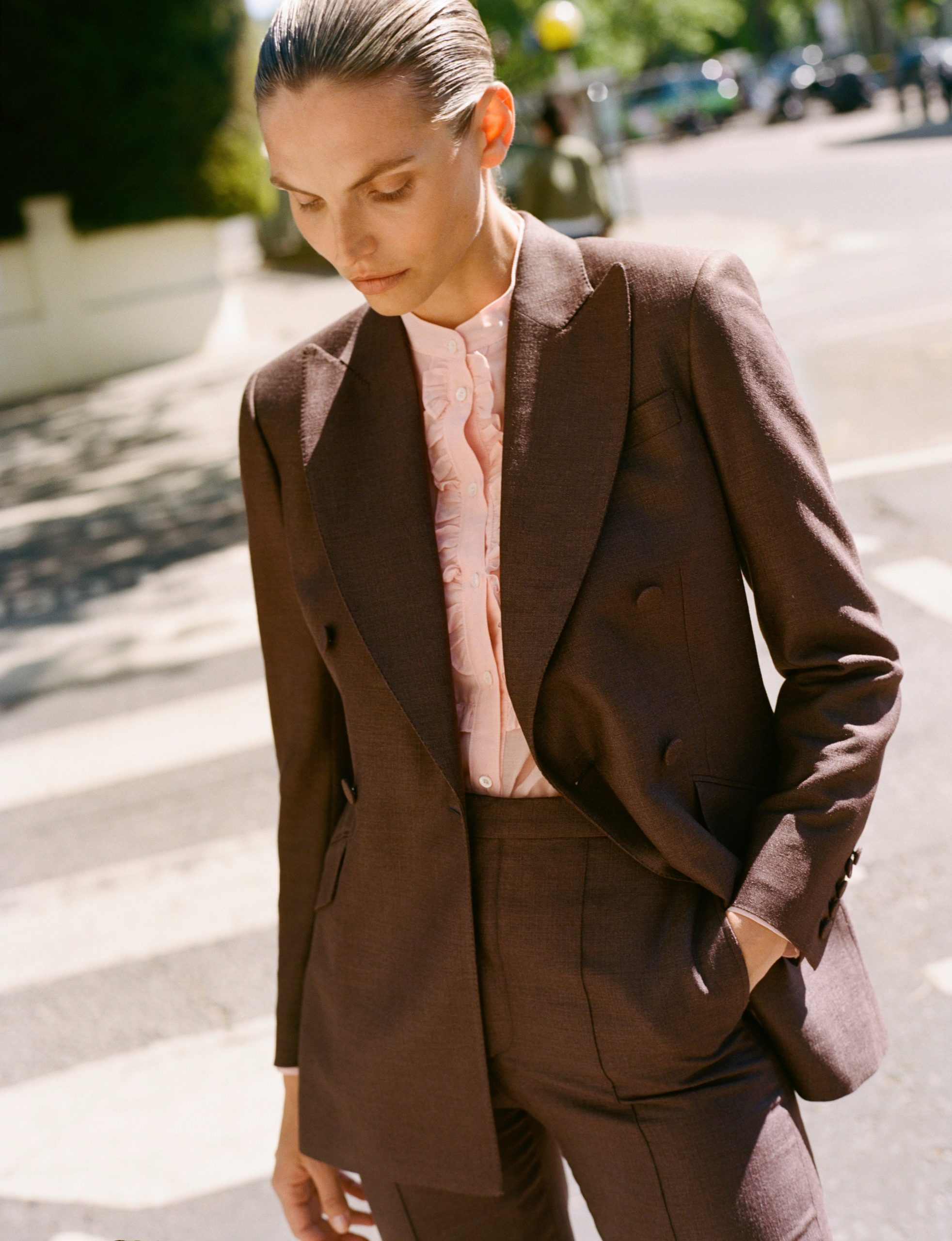 Double Breasted Jacket in Silk Wool - Image 5