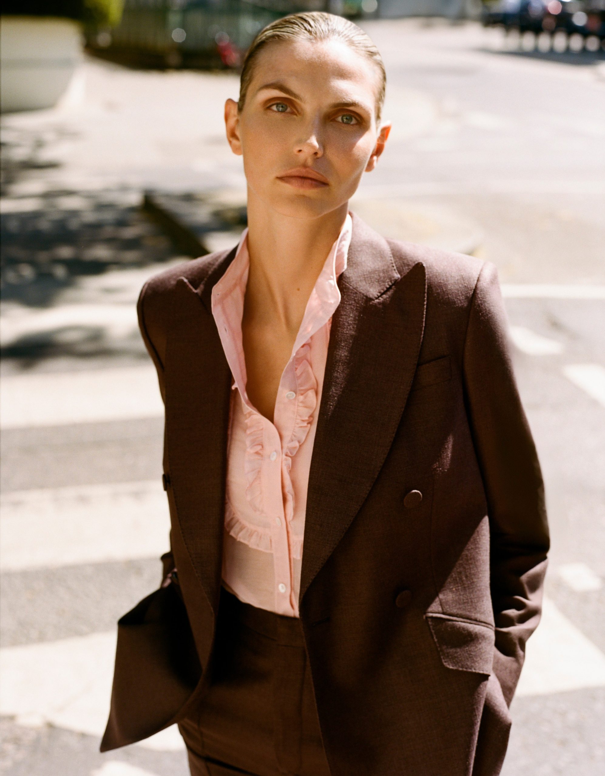 Double Breasted Jacket in Silk Wool - Image 4