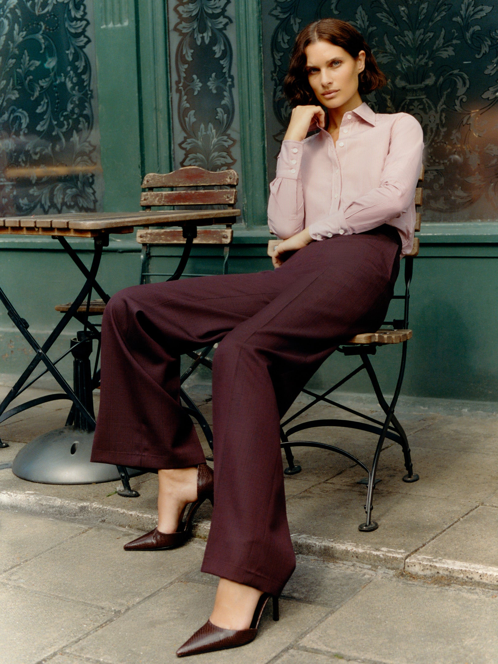 Wide Leg Trouser in Prince of Wales Check - Image 2