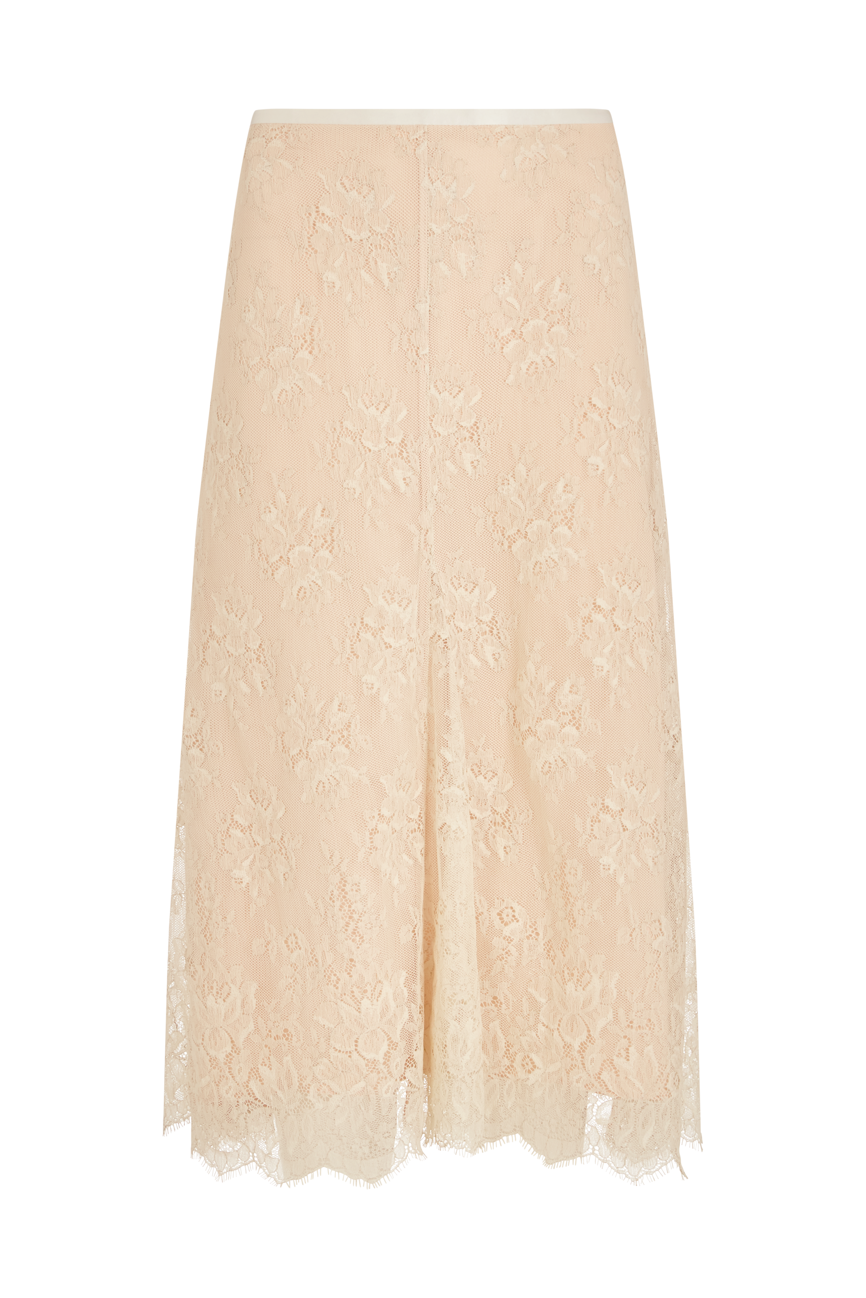 Midi A Line Godet Skirt In Lace