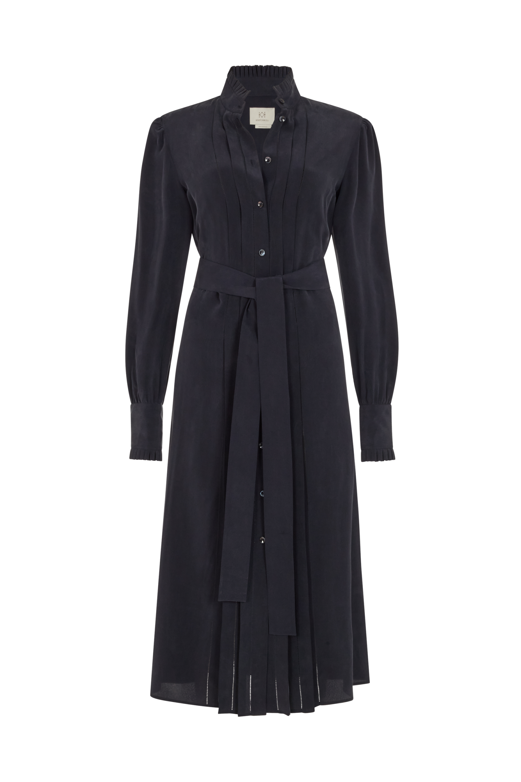Pleat Front Shirtdress in Silk