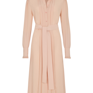 Pleat Front Shirtdress in Silk