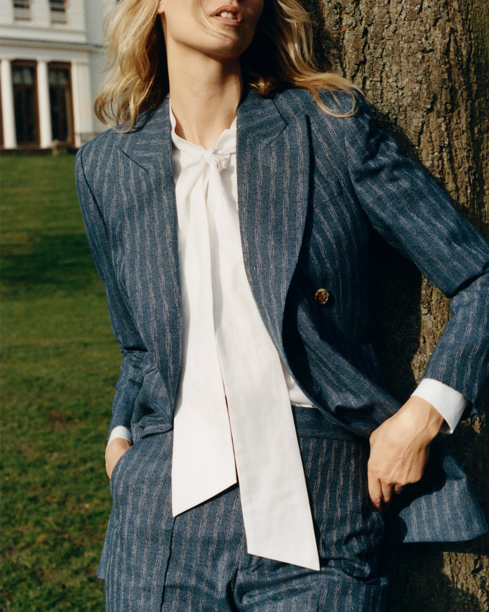 Straight Leg Trouser in Boucle Denim Wool - Image 3