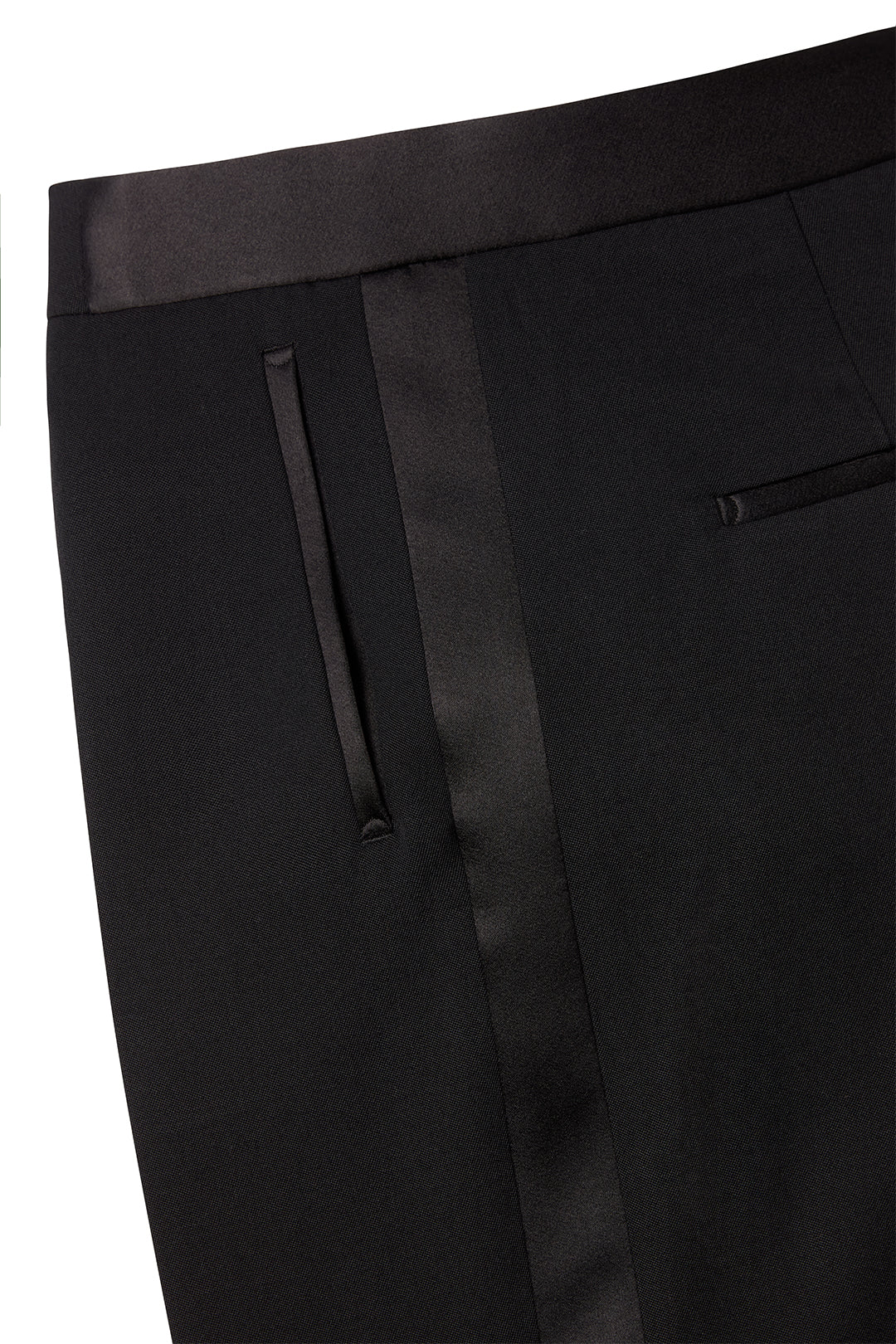 Straight Leg Trouser with Silk Satin Tuxedo Stripe in Barathea - Image 6