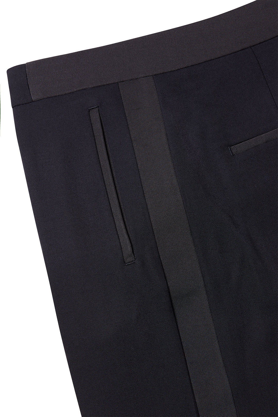 Straight Leg Trouser with Silk Satin Tuxedo Stripe in Barathea - Image 2