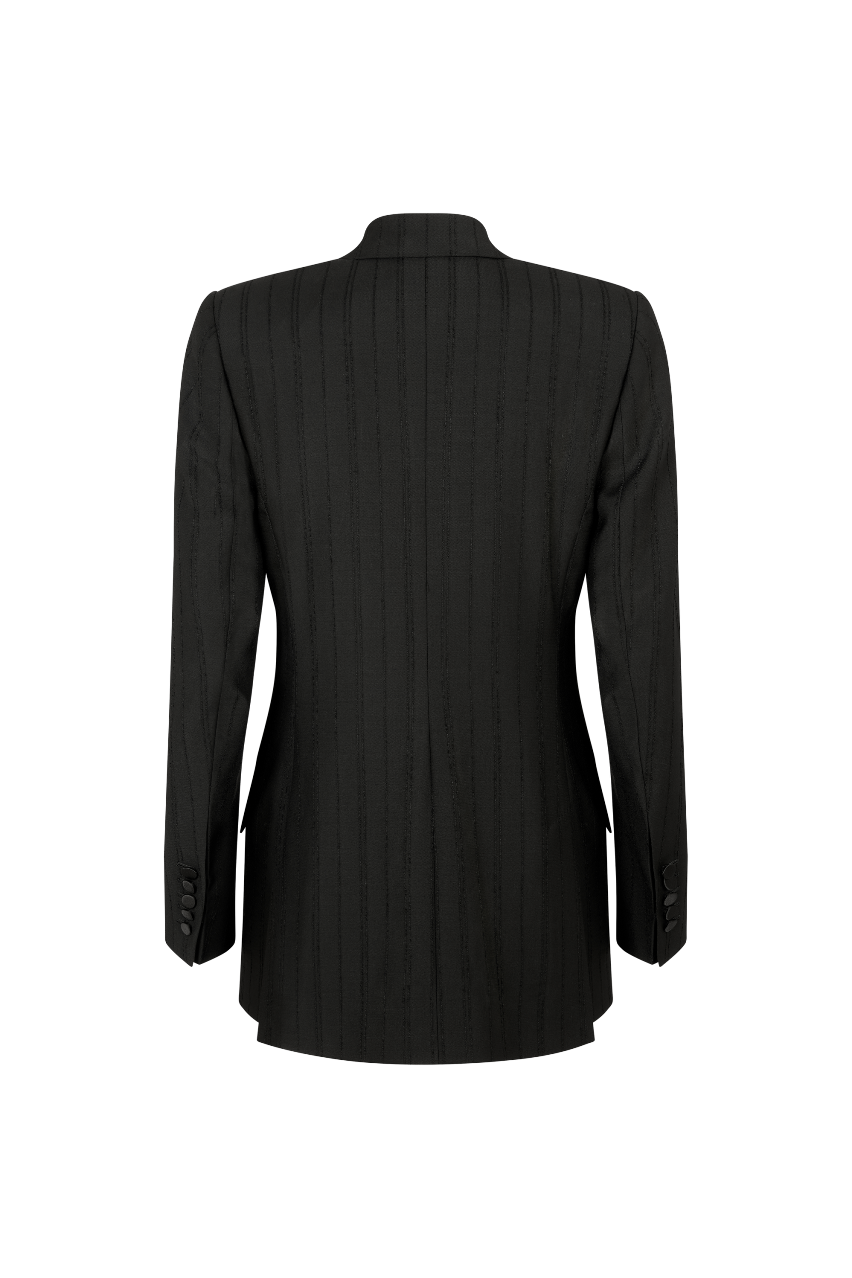 Double Breasted Jacket in Tonal Wool Stripe - Image 3