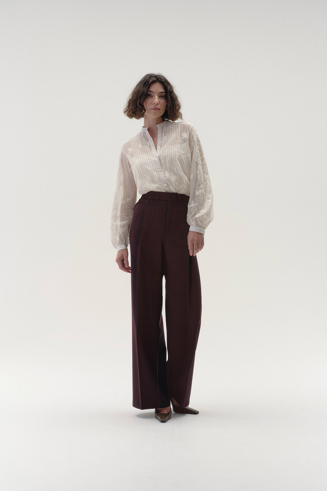 Wide Leg Trouser in Prince of Wales Check - Image 3