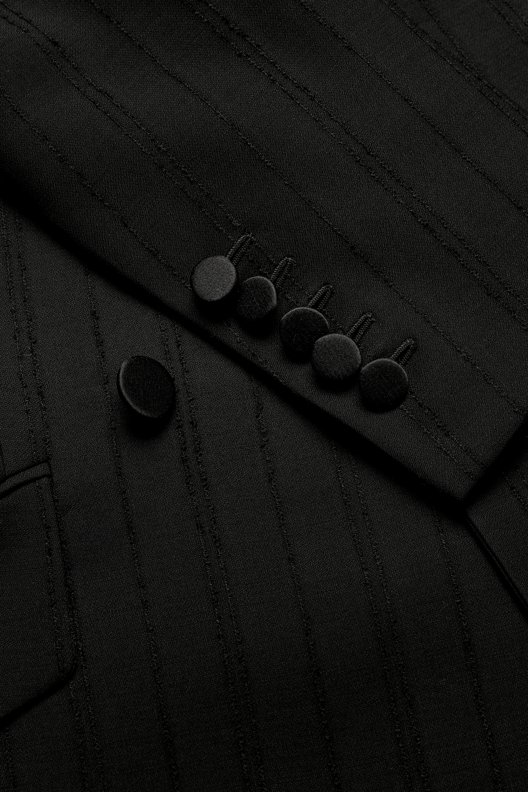 Double Breasted Jacket in Tonal Wool Stripe - Image 2
