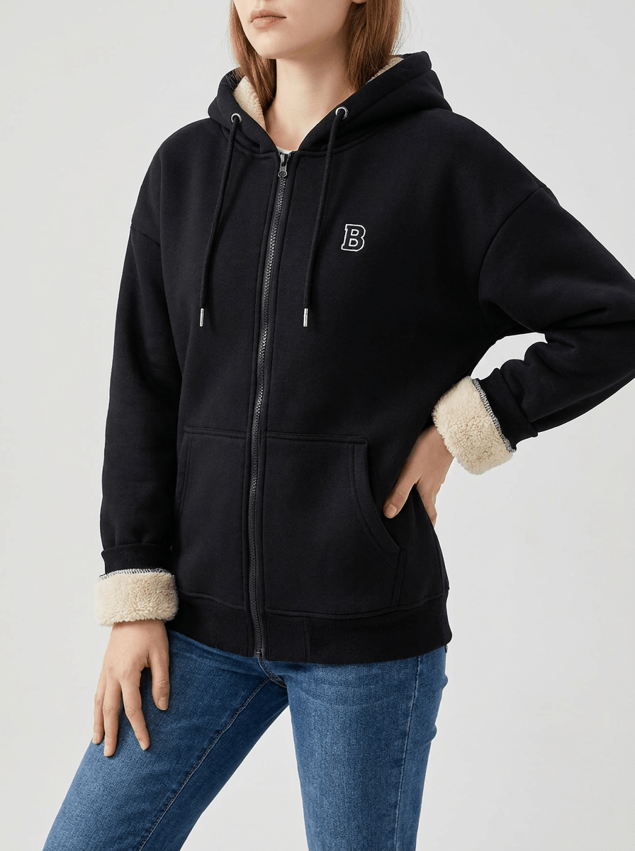Fleece Lined Zip Up Hoodie Women Drawstring Warm Jacket With Pockets ?? Kharites Shop - Image 9