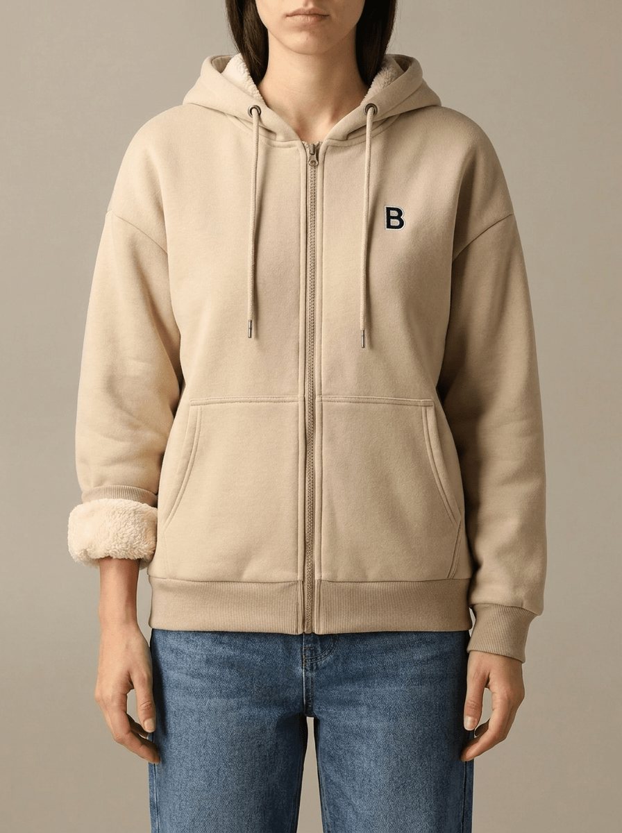 Fleece Lined Zip Up Hoodie Women Drawstring Warm Jacket With Pockets ?? Kharites Shop - Image 4