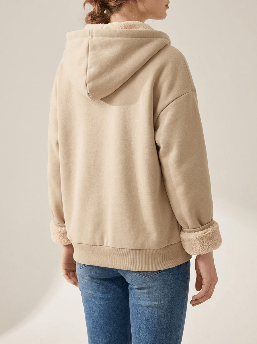 Fleece Lined Zip Up Hoodie Women Drawstring Warm Jacket With Pockets ?? Kharites Shop - Image 3