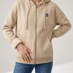 Fleece Lined Zip Up Hoodie Women Drawstring Warm Jacket With Pockets ?? Kharites Shop