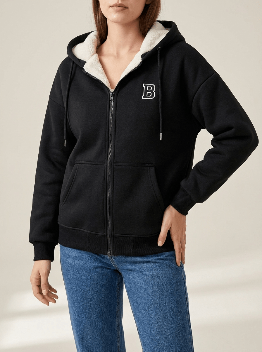 Fleece Lined Zip Up Hoodie Women Drawstring Warm Jacket With Pockets ?? Kharites Shop - Image 6