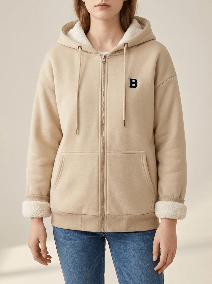 Fleece Lined Zip Up Hoodie Women Drawstring Warm Jacket With Pockets ?? Kharites Shop - Image 2