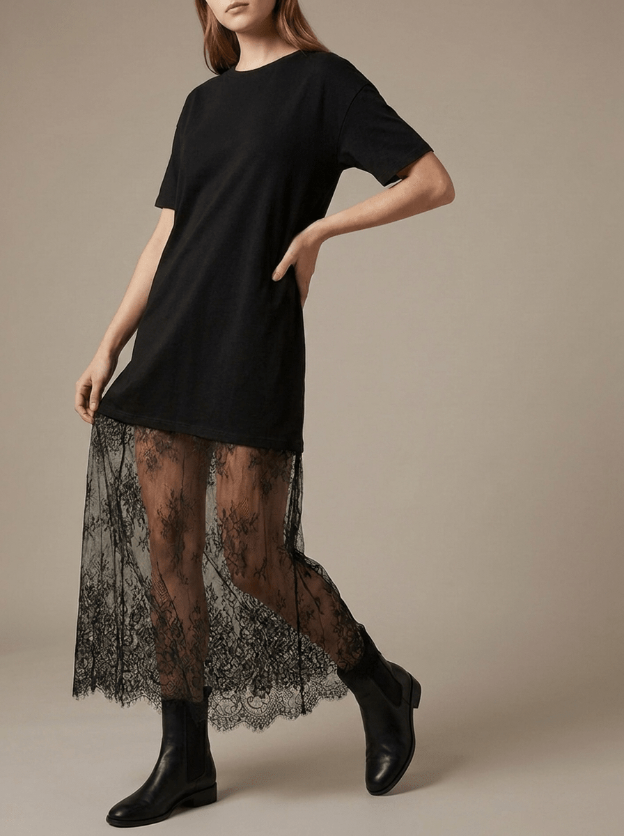Floral Cotton T Shirt Dress Women Loose Short Sleeve Lace Trim ?? Kharites Shop - Image 2