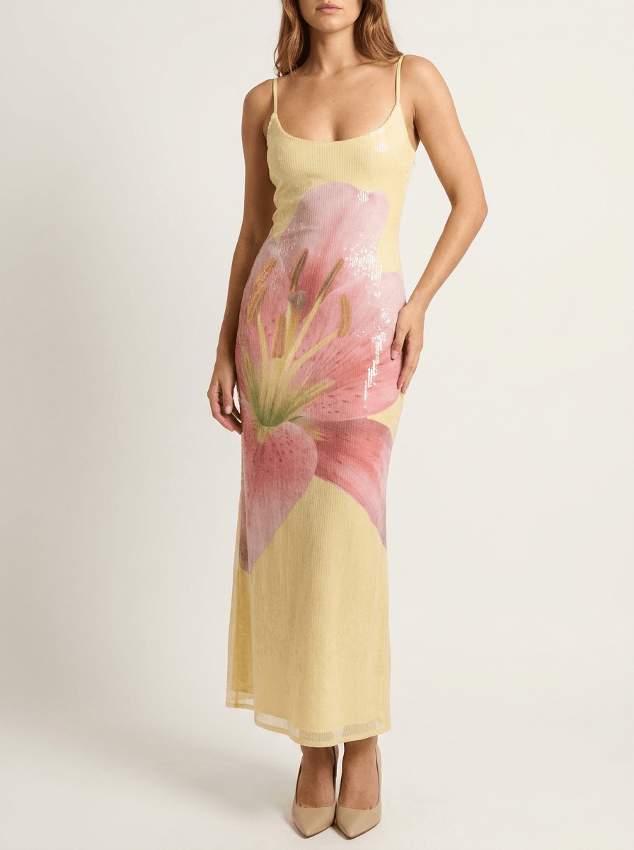Floral Maxi Dress Women Scoop Neck Cami Sleeveless Summer Long Dress ?? Kharites Shop