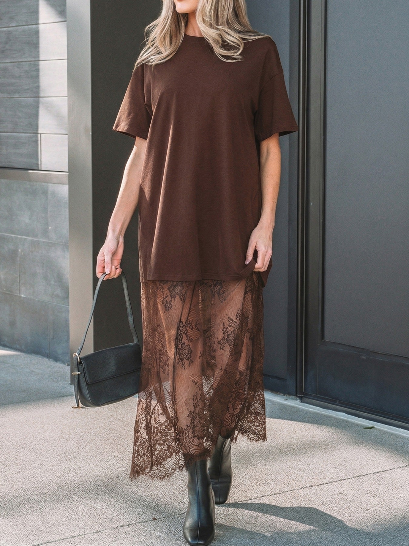 Floral Cotton T Shirt Dress Women Loose Short Sleeve Lace Trim ?? Kharites Shop - Image 9