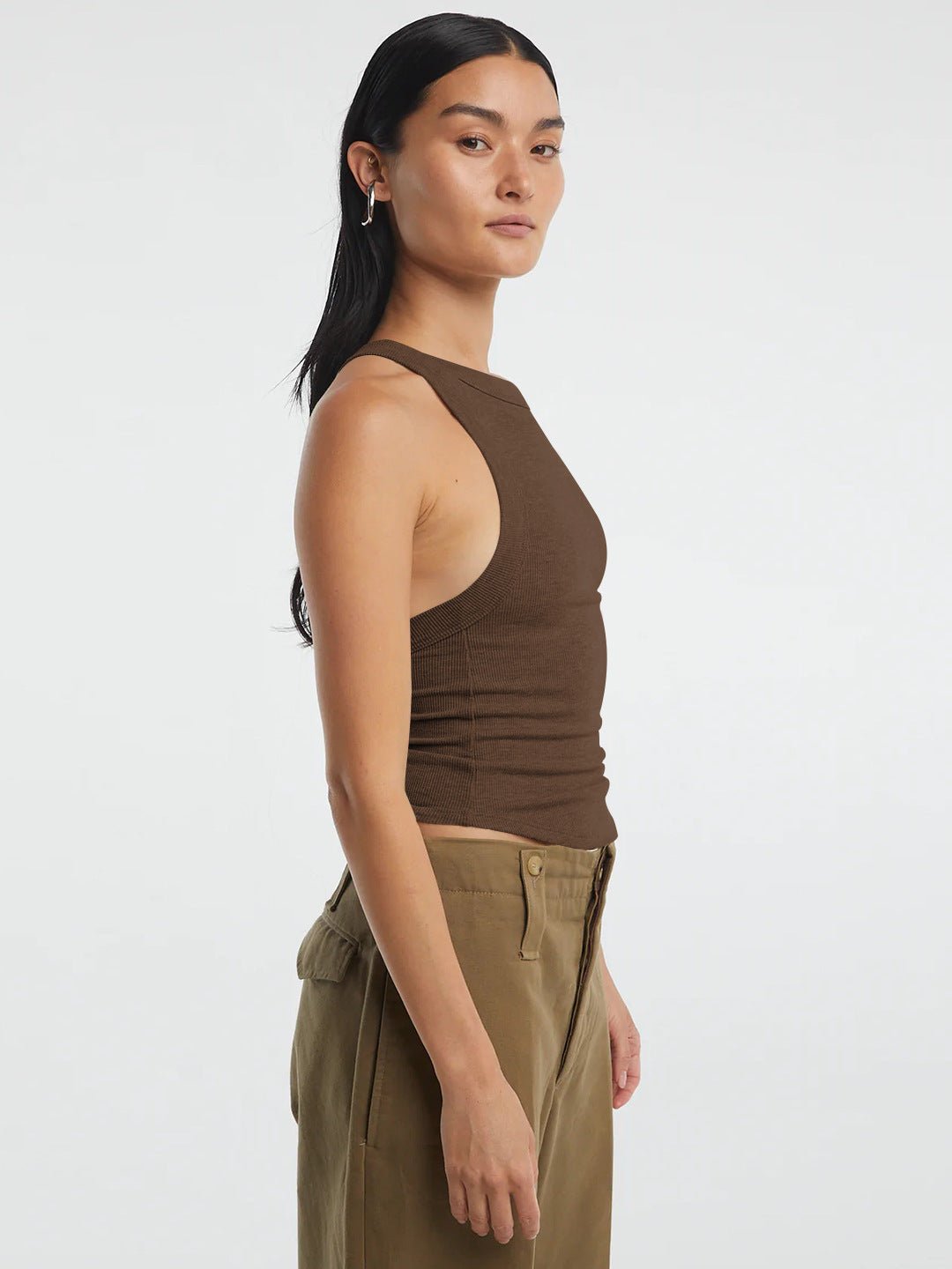 Ribbed Halter Crop Top Women Backless Sleeveless Cropped Cami ?? Kharites Shop - Image 9