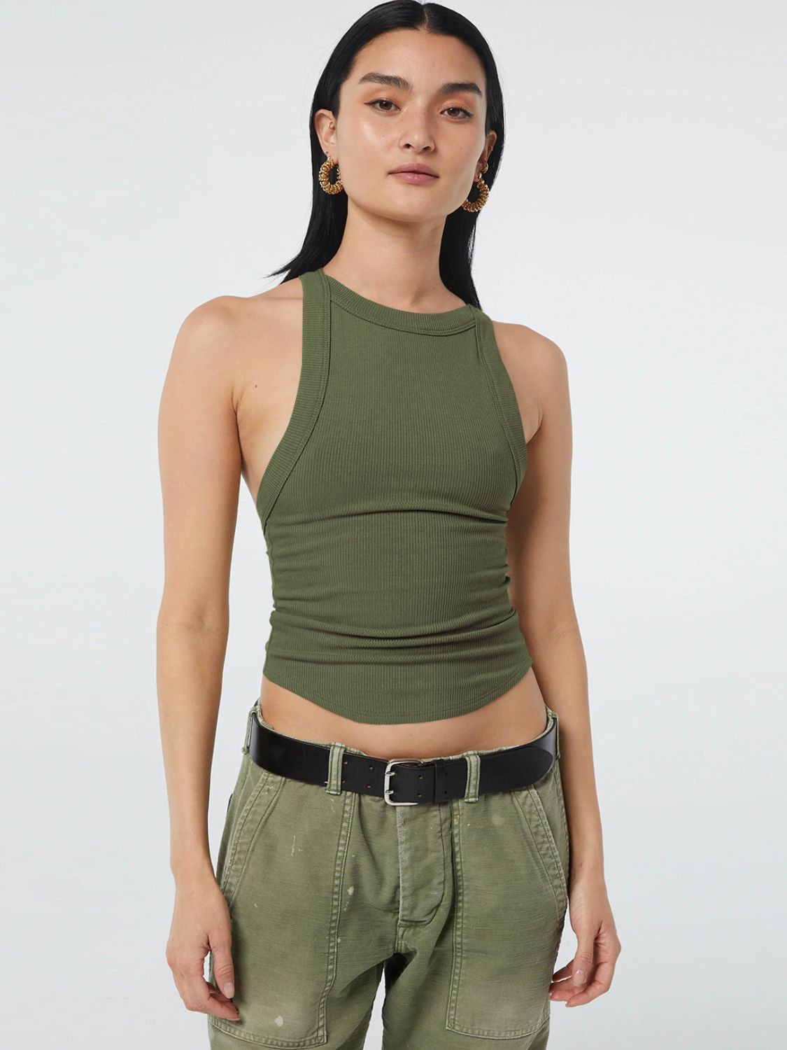 Ribbed Halter Crop Top Women Backless Sleeveless Cropped Cami ?? Kharites Shop