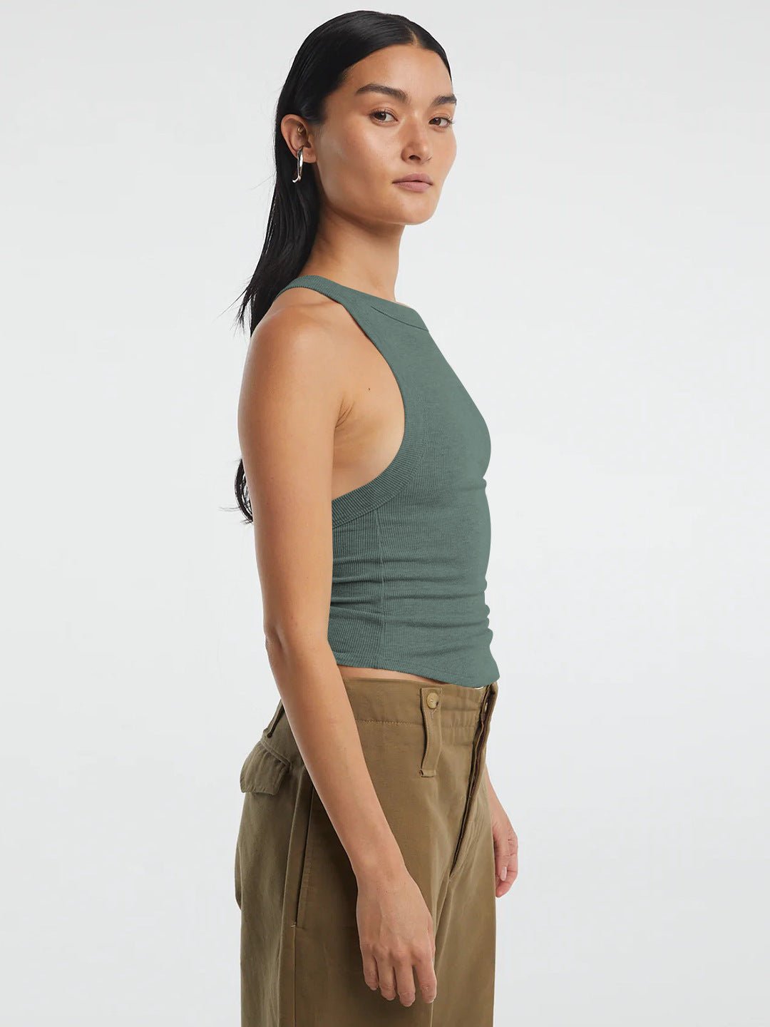Ribbed Halter Crop Top Women Backless Sleeveless Cropped Cami ?? Kharites Shop - Image 12