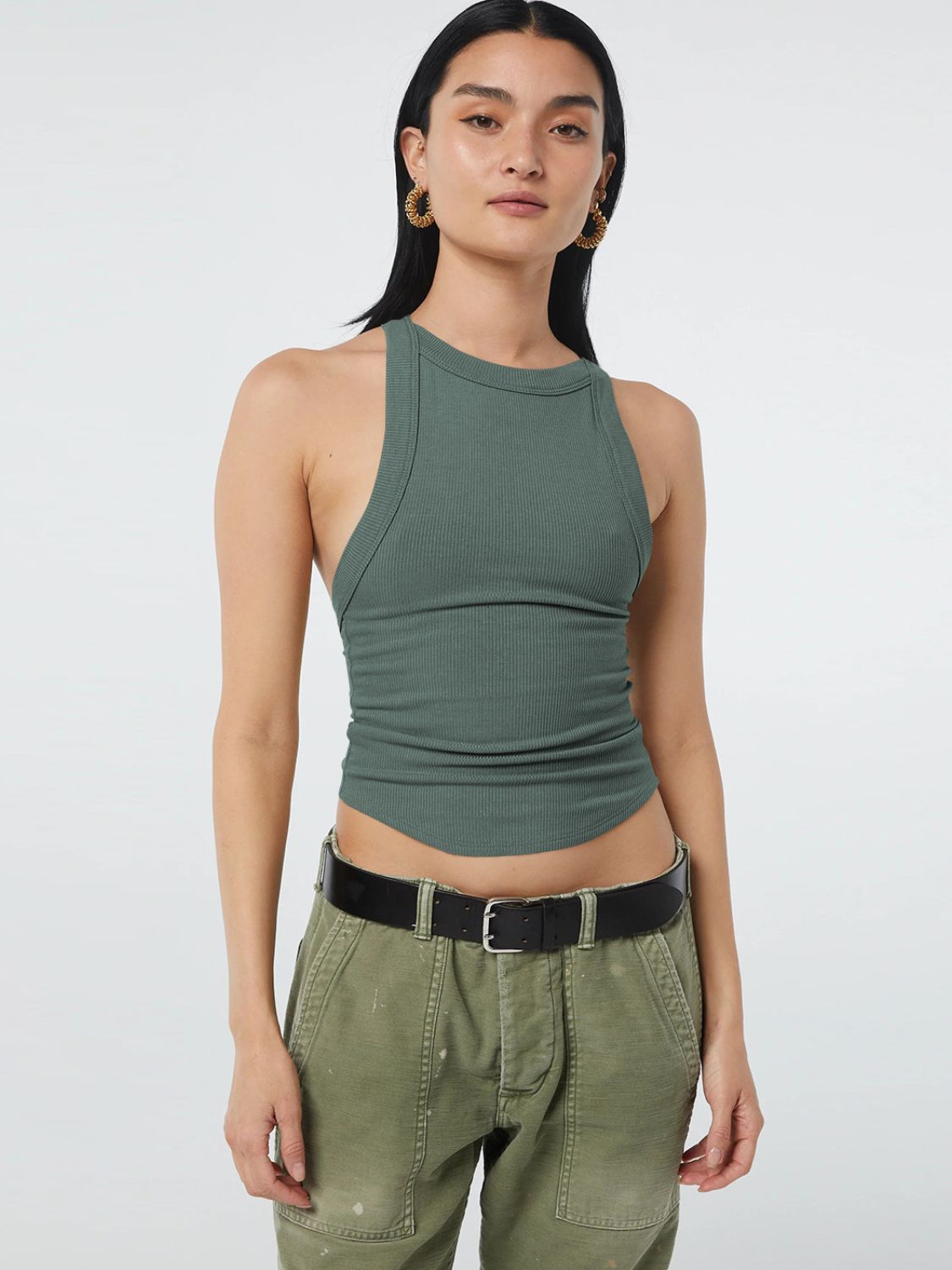 Ribbed Halter Crop Top Women Backless Sleeveless Cropped Cami ?? Kharites Shop - Image 11
