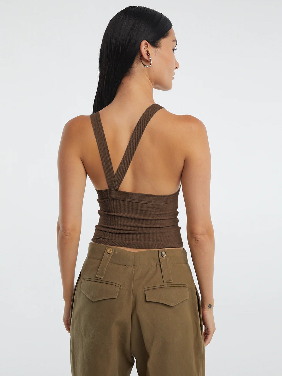 Ribbed Halter Crop Top Women Backless Sleeveless Cropped Cami ?? Kharites Shop - Image 10