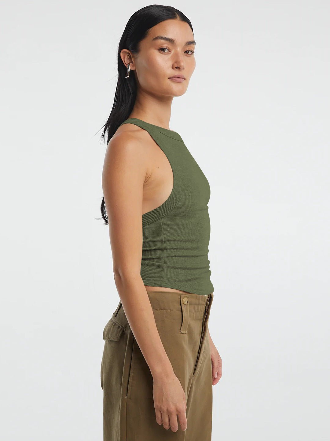 Ribbed Halter Crop Top Women Backless Sleeveless Cropped Cami ?? Kharites Shop - Image 3