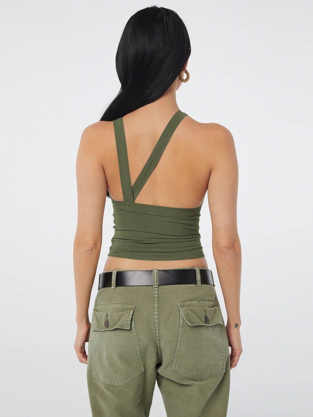 Ribbed Halter Crop Top Women Backless Sleeveless Cropped Cami ?? Kharites Shop - Image 2