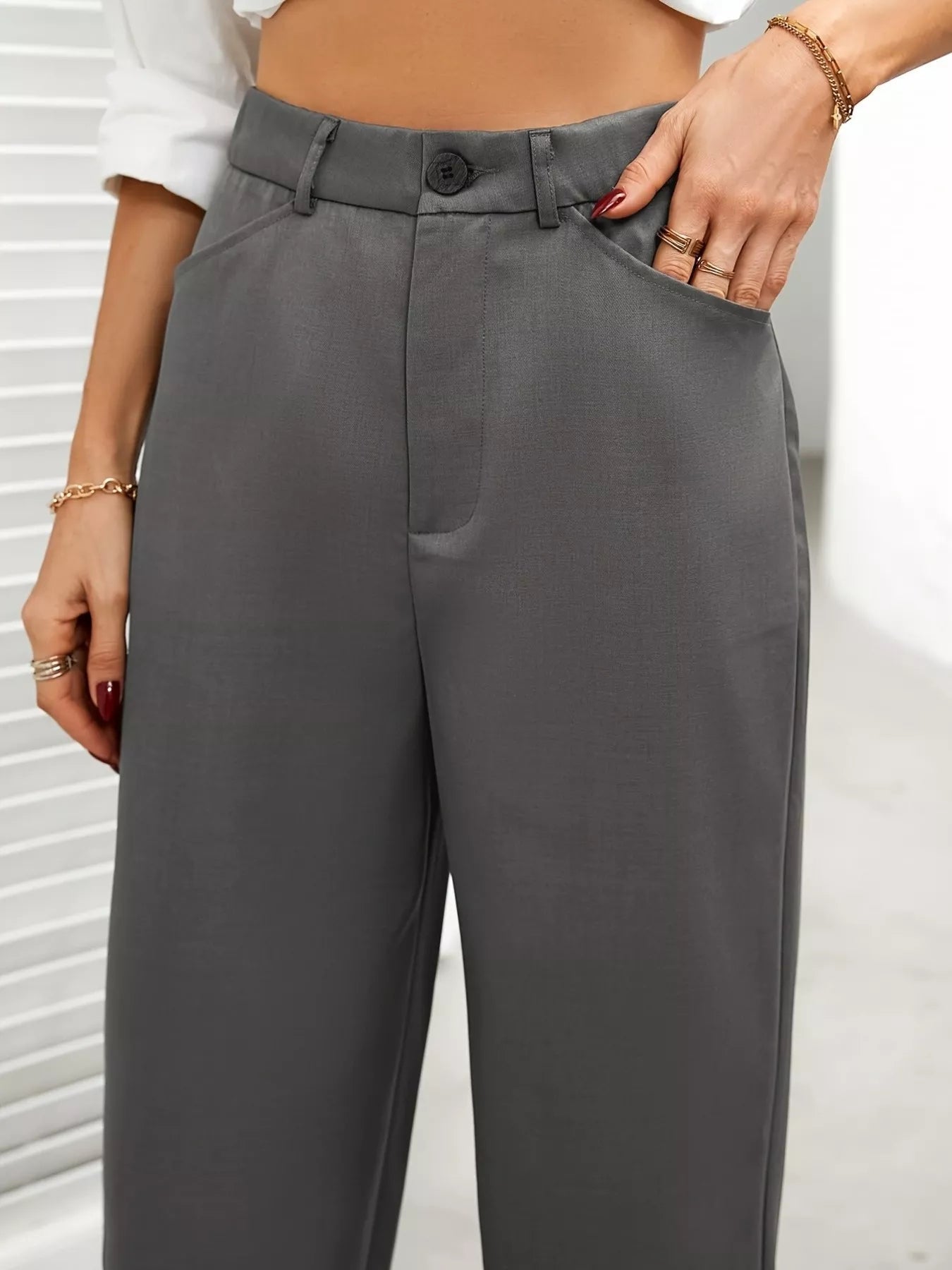 High Waisted Wide Leg Pants Women Trousers With Pockets Work ?? Kharites Shop - Image 5