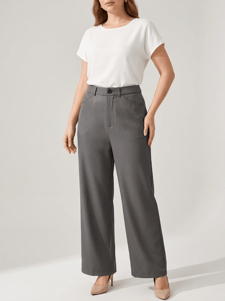 High Waisted Wide Leg Pants Women Trousers With Pockets Work ?? Kharites Shop - Image 3