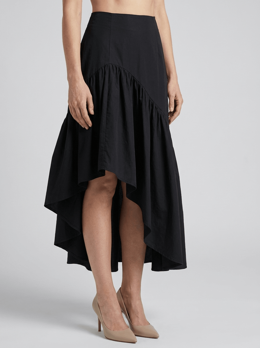 Ruffle Midi Skirt Women Asymmetrical Hem Cotton High Waisted Skirt ?? Kharites Shop - Image 3
