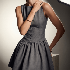 Ruffle Mini Dress Women Round Neck Sleeveless Button Front Summer ?? Kharites Shop